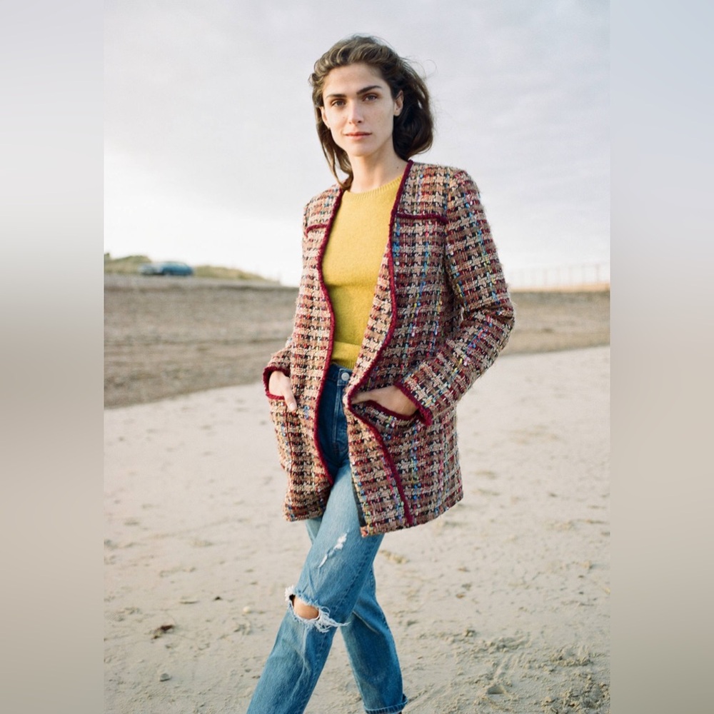 🔥🔥🔥Anthropologie Harlequin Tweed Blazer Jacket - Picture 6 of 16